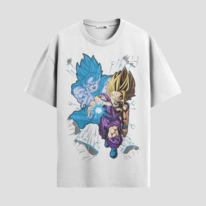 Playera urbana de anime y gaming ExtraLife MX, corte Standard Fit unisex ligero y transpirable en color Deep Black y Pure White, ropa de uso diario para gym y casual.