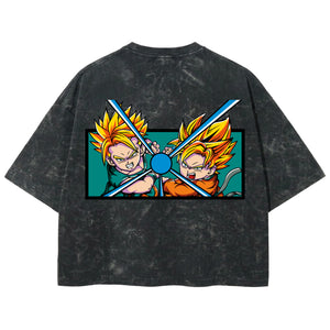 Playera streetwear premium de anime y gaming ExtraLife MX, corte boxy deluxe mineral wash heavyweight en color Acid Wash, moda urbana mexicana de culto.