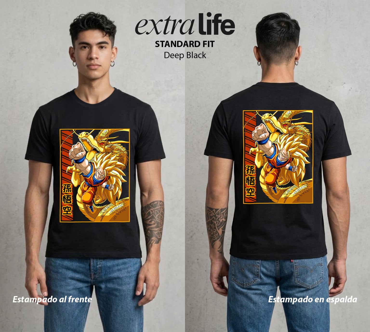 El Poder de las Esferas | Guerrero de las Estrellas #00760 - Playera Standard Fit | Deep Black - Foto en modelo
