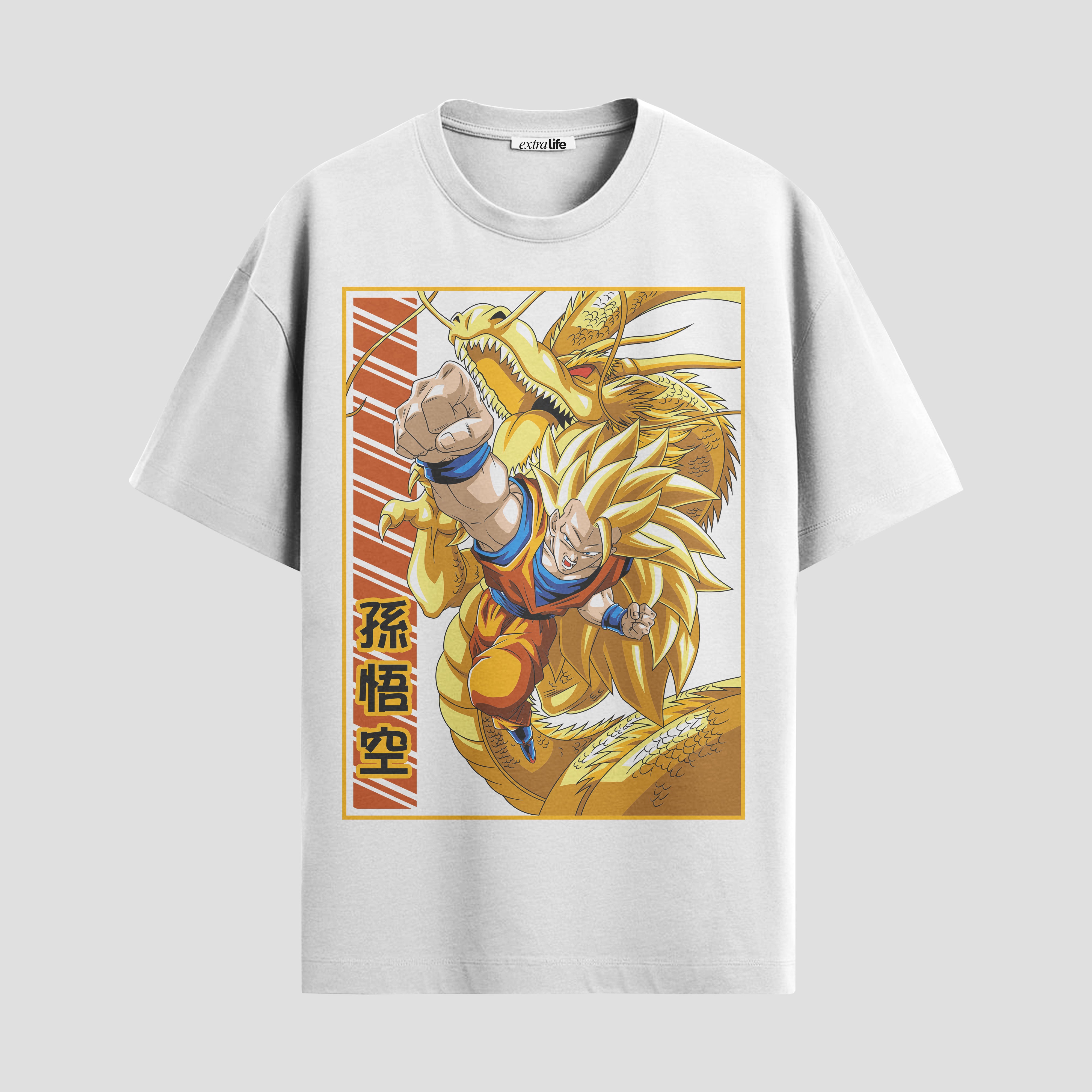 Playera urbana de anime y gaming ExtraLife MX, corte Standard Fit unisex ligero y transpirable en color Deep Black y Pure White, ropa de uso diario para gym y casual.