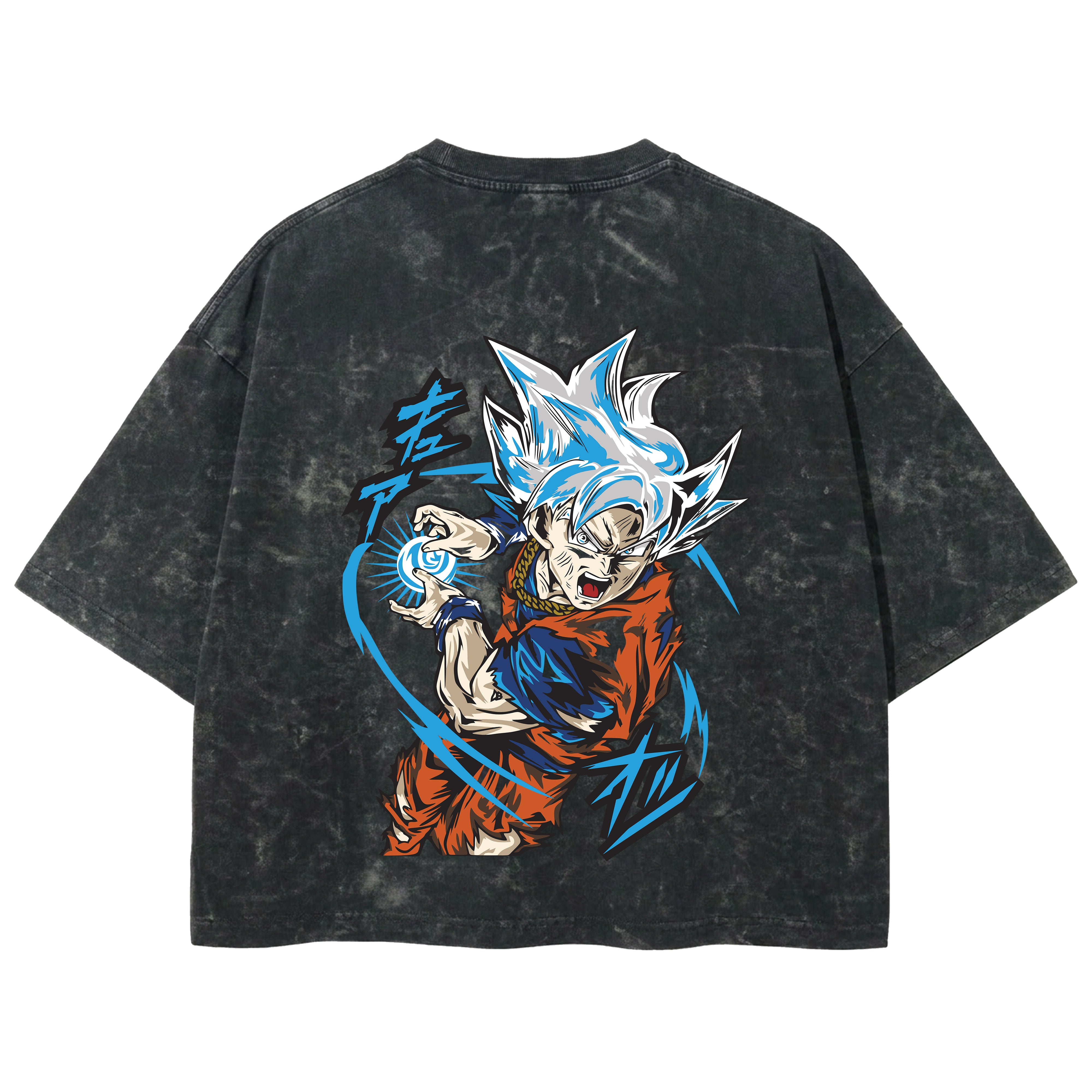 Playera streetwear premium de anime y gaming ExtraLife MX, corte boxy deluxe mineral wash heavyweight en color Acid Wash, moda urbana mexicana de culto.