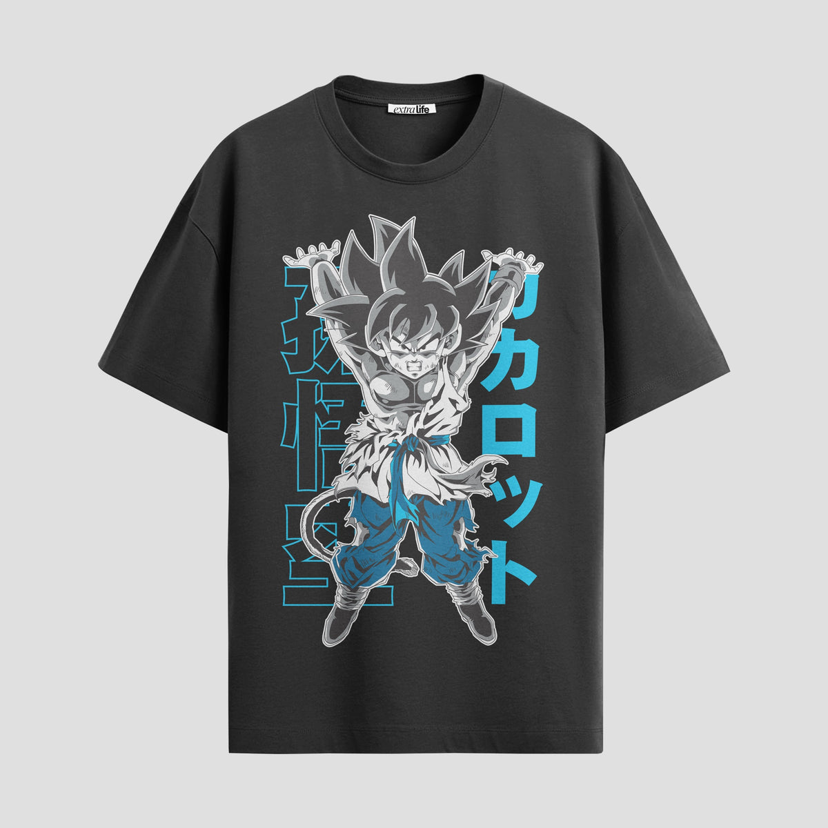 Playera urbana de anime y gaming ExtraLife MX, corte Classic Premium unisex ligero y transpirable en color Deep Black y Pure White, ropa de uso diario para gym y casual.