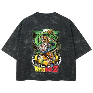 Playera streetwear premium de anime y gaming ExtraLife MX, corte boxy deluxe mineral wash heavyweight en color Acid Wash, moda urbana mexicana de culto.
