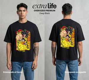 El Poder de las Esferas | Guerrero de las Estrellas #00768 - Playera Oversized Premium | Deep Black - Foto en modelo
