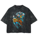 Playera streetwear premium de anime y gaming ExtraLife MX, corte boxy deluxe mineral wash heavyweight en color Acid Wash, moda urbana mexicana de culto.