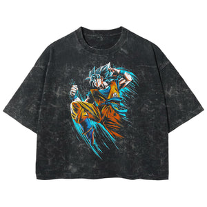 Playera streetwear premium de anime y gaming ExtraLife MX, corte boxy deluxe mineral wash heavyweight en color Acid Wash, moda urbana mexicana de culto.