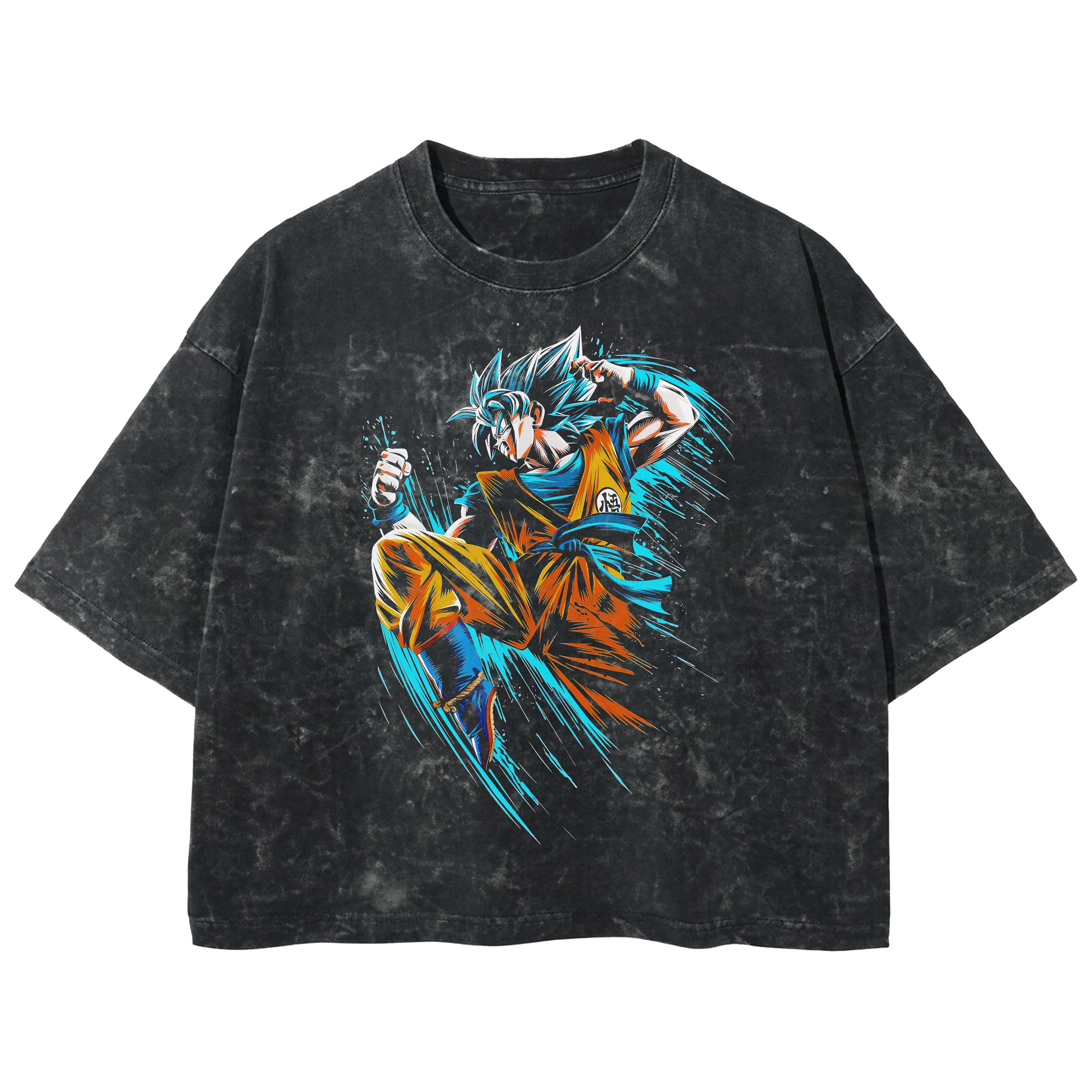 Playera streetwear premium de anime y gaming ExtraLife MX, corte boxy deluxe mineral wash heavyweight en color Acid Wash, moda urbana mexicana de culto.