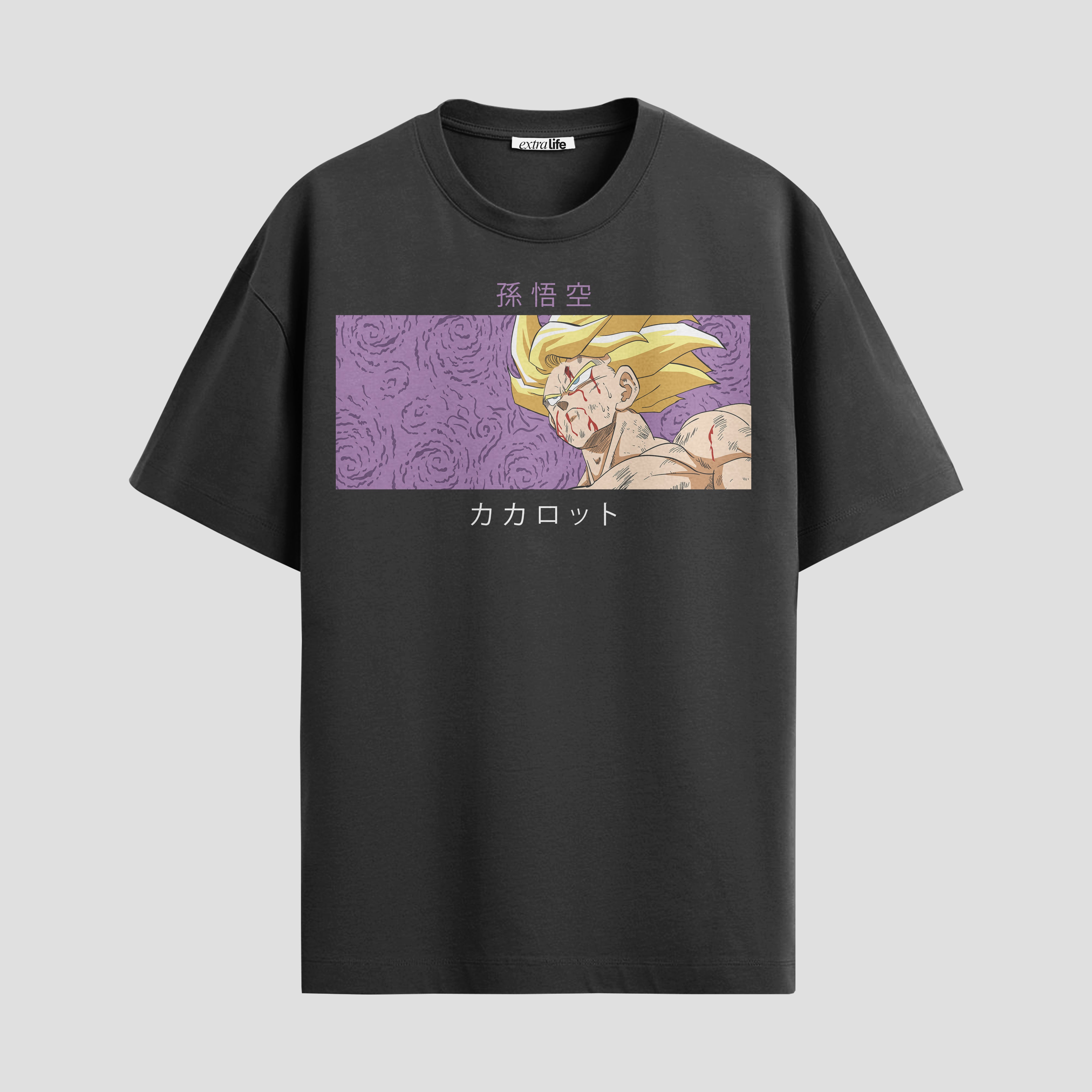 Playera urbana de anime y gaming ExtraLife MX, corte Standard Fit unisex ligero y transpirable en color Deep Black y Pure White, ropa de uso diario para gym y casual.