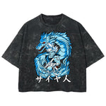 Playera streetwear premium de anime y gaming ExtraLife MX, corte boxy deluxe mineral wash heavyweight en color Acid Wash, moda urbana mexicana de culto.