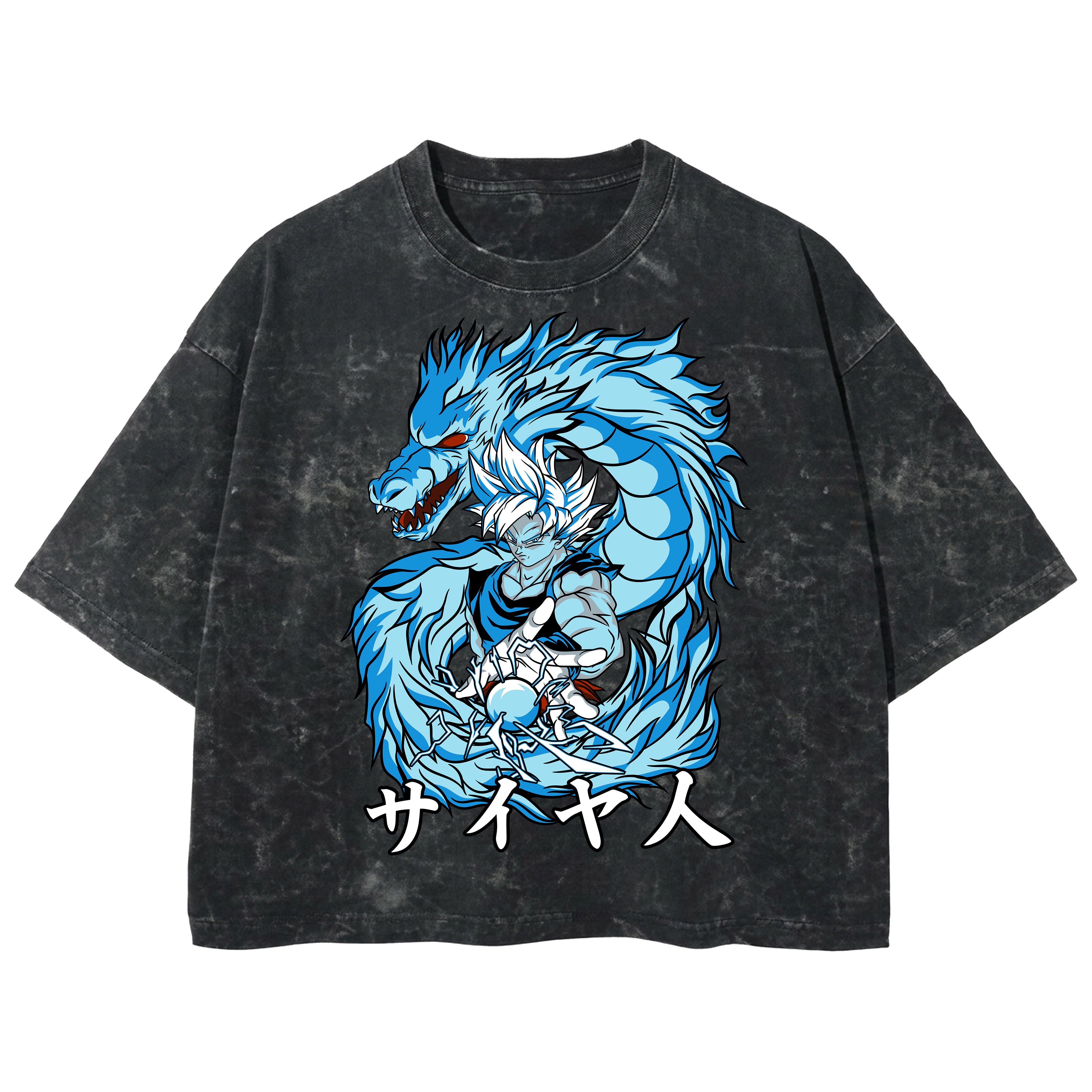Playera streetwear premium de anime y gaming ExtraLife MX, corte boxy deluxe mineral wash heavyweight en color Acid Wash, moda urbana mexicana de culto.
