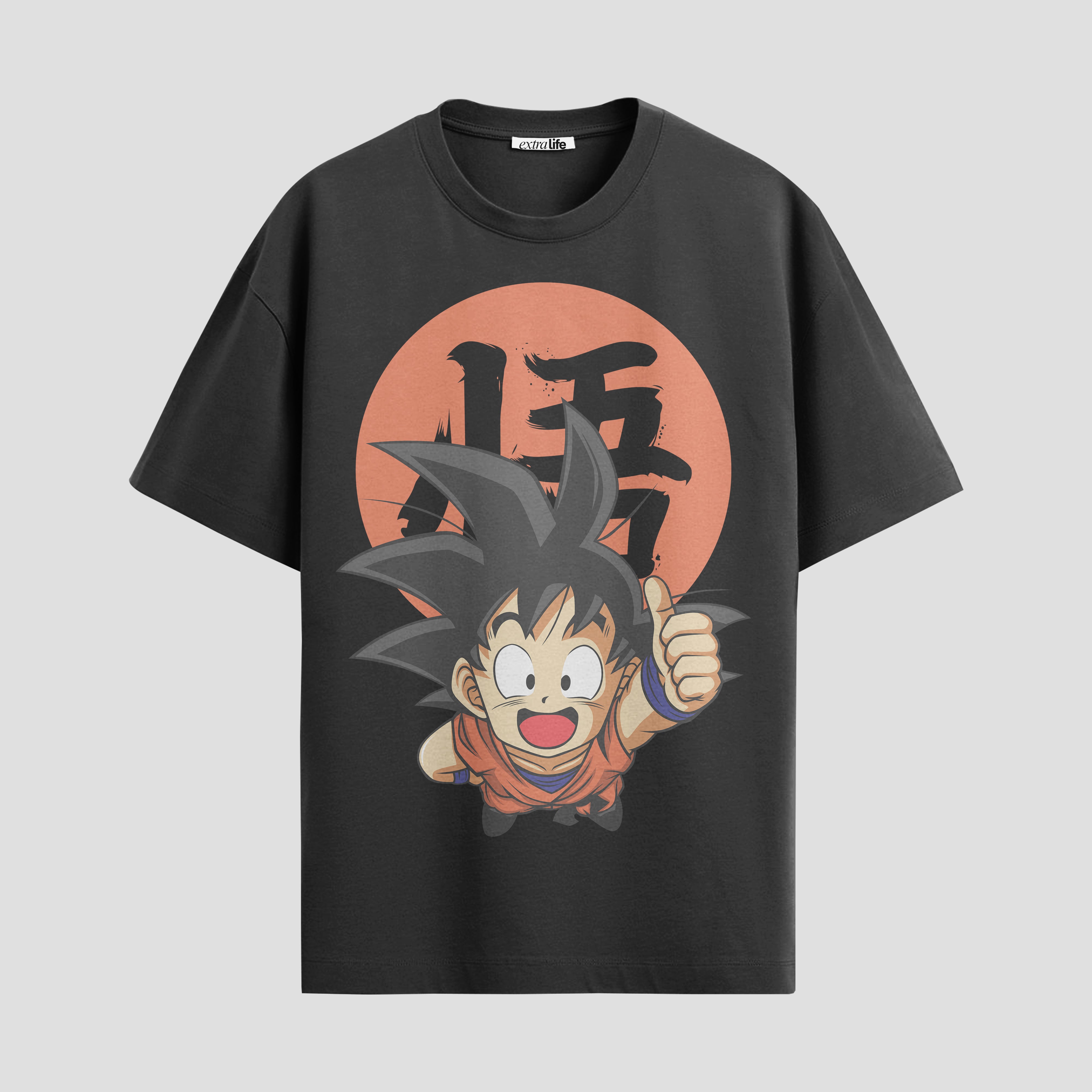 Playera urbana de anime y gaming ExtraLife MX, corte Standard Fit unisex ligero y transpirable en color Deep Black y Pure White, ropa de uso diario para gym y casual.
