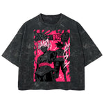 Playera streetwear premium de anime y gaming ExtraLife MX, corte boxy deluxe mineral wash heavyweight en color Acid Wash, moda urbana mexicana de culto.