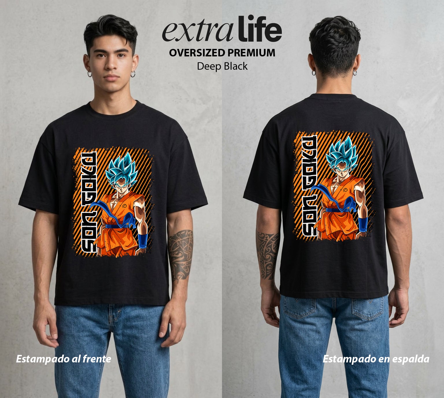El Poder de las Esferas | Poder sin Limite #00780 - Playera Oversized Premium | Deep Black - Foto en modelo