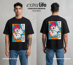 El Poder de las Esferas | Guerrero de las Estrellas #00783 - Playera Oversized Premium | Deep Black - Foto en modelo