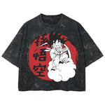 Playera streetwear premium de anime y gaming ExtraLife MX, corte boxy deluxe mineral wash heavyweight en color Acid Wash, moda urbana mexicana de culto.