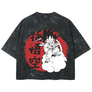 Playera streetwear premium de anime y gaming ExtraLife MX, corte boxy deluxe mineral wash heavyweight en color Acid Wash, moda urbana mexicana de culto.