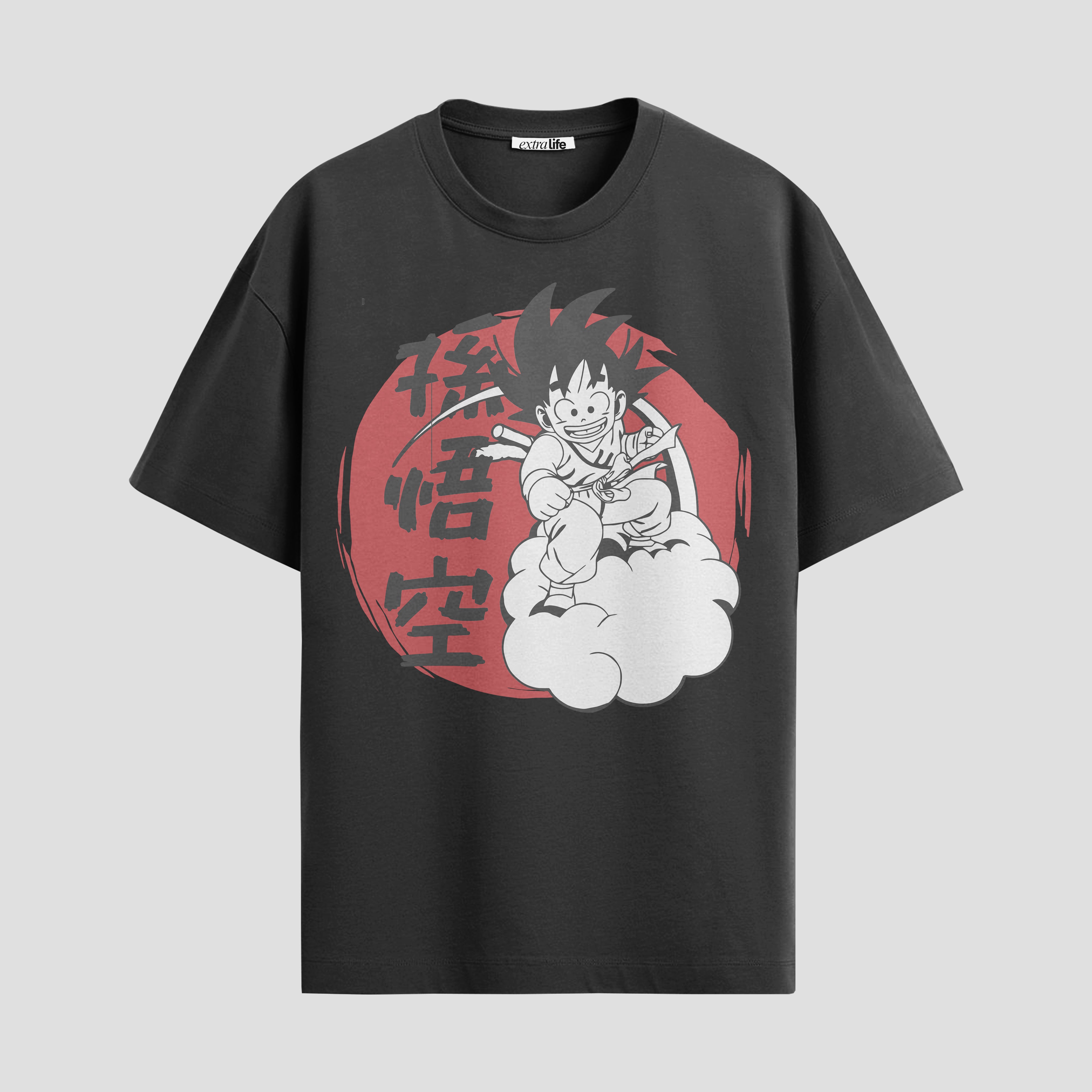 Playera urbana de anime y gaming ExtraLife MX, corte Standard Fit unisex ligero y transpirable en color Deep Black y Pure White, ropa de uso diario para gym y casual.