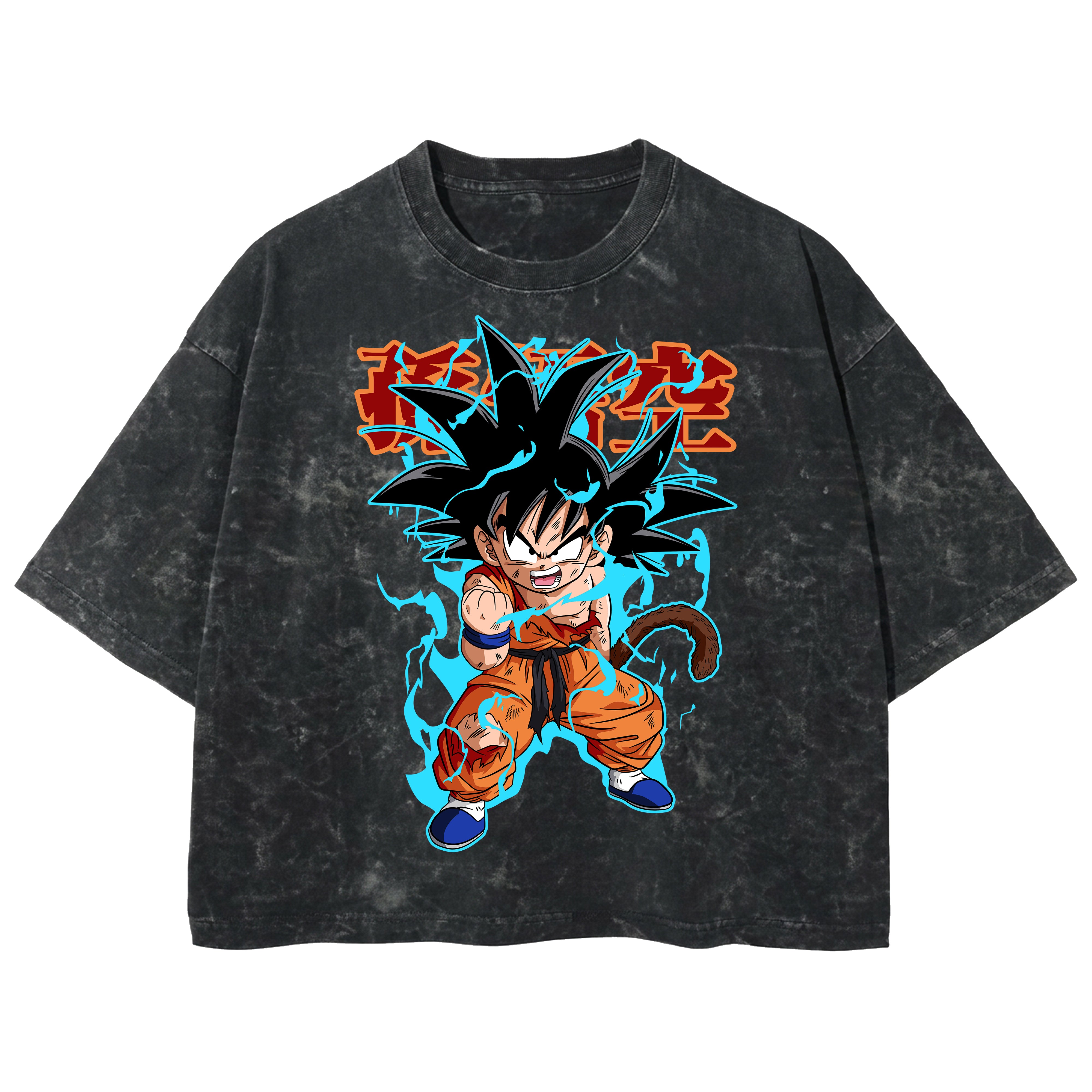 Playera streetwear premium de anime y gaming ExtraLife MX, corte boxy deluxe mineral wash heavyweight en color Acid Wash, moda urbana mexicana de culto.