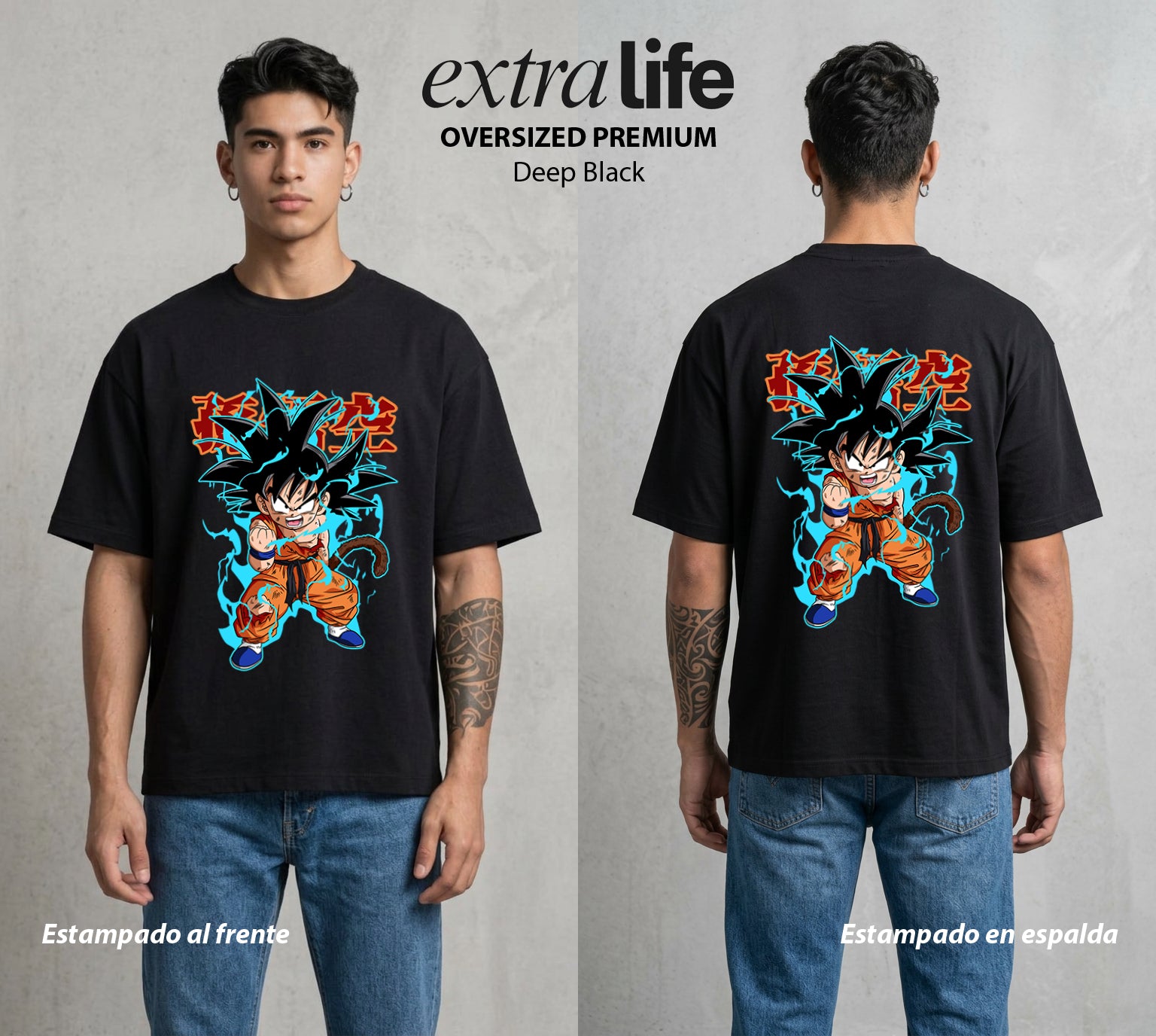 El Poder de las Esferas | Poder sin Limite #00786 - Playera Oversized Premium | Deep Black - Foto en modelo