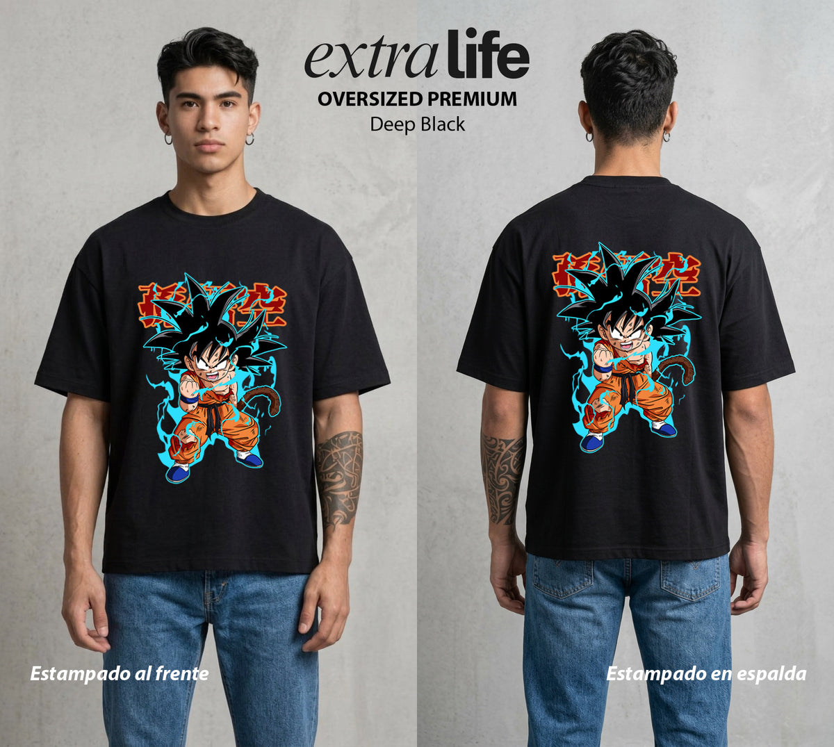 El Poder de las Esferas | Poder sin Limite #00786 - Playera Oversized Premium | Deep Black - Foto en modelo