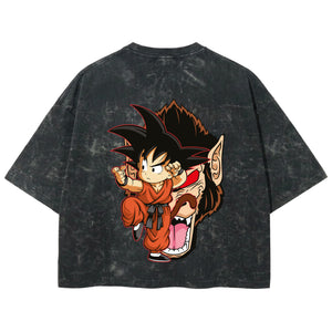 Playera streetwear premium de anime y gaming ExtraLife MX, corte boxy deluxe mineral wash heavyweight en color Acid Wash, moda urbana mexicana de culto.