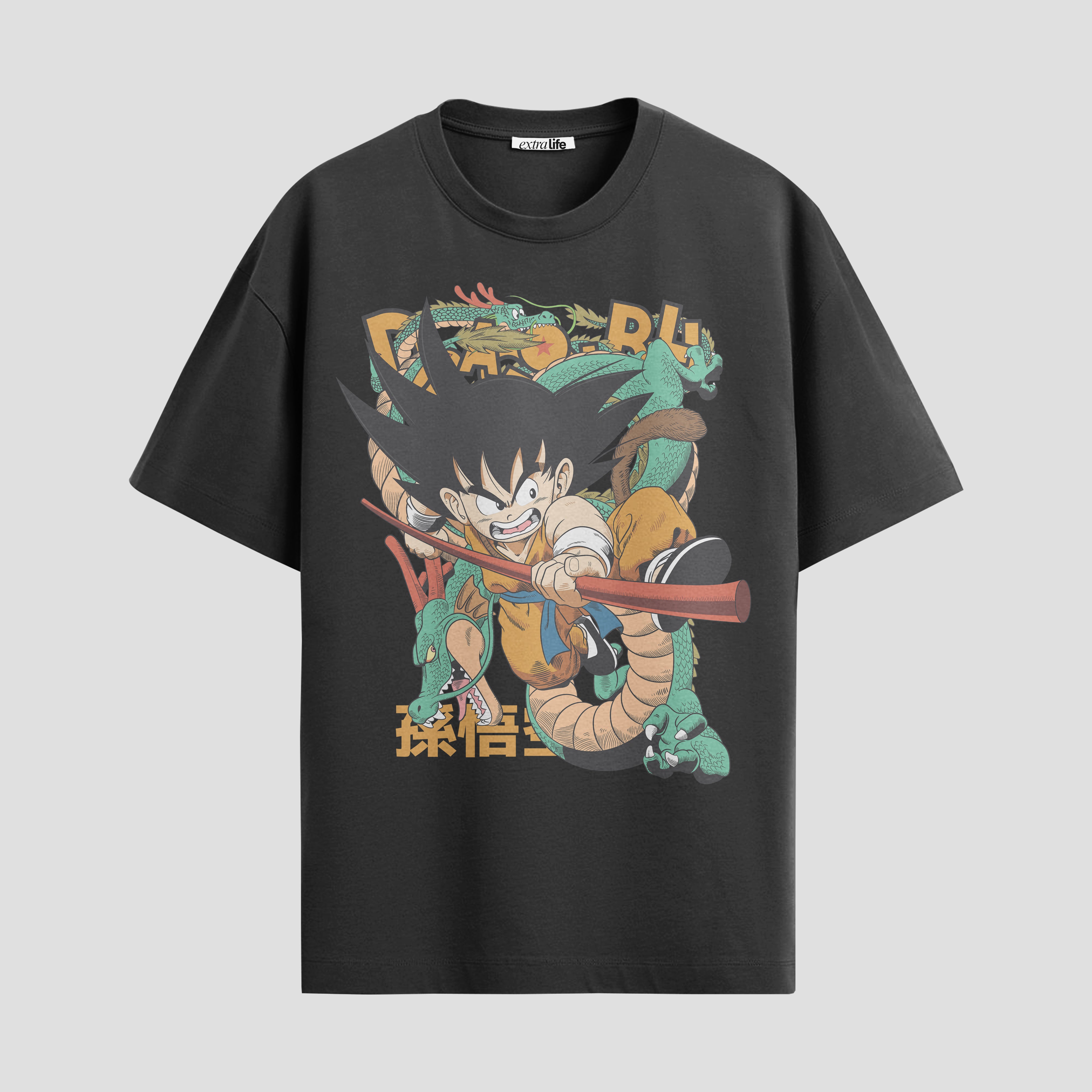 Playera urbana de anime y gaming ExtraLife MX, corte Standard Fit unisex ligero y transpirable en color Deep Black y Pure White, ropa de uso diario para gym y casual.