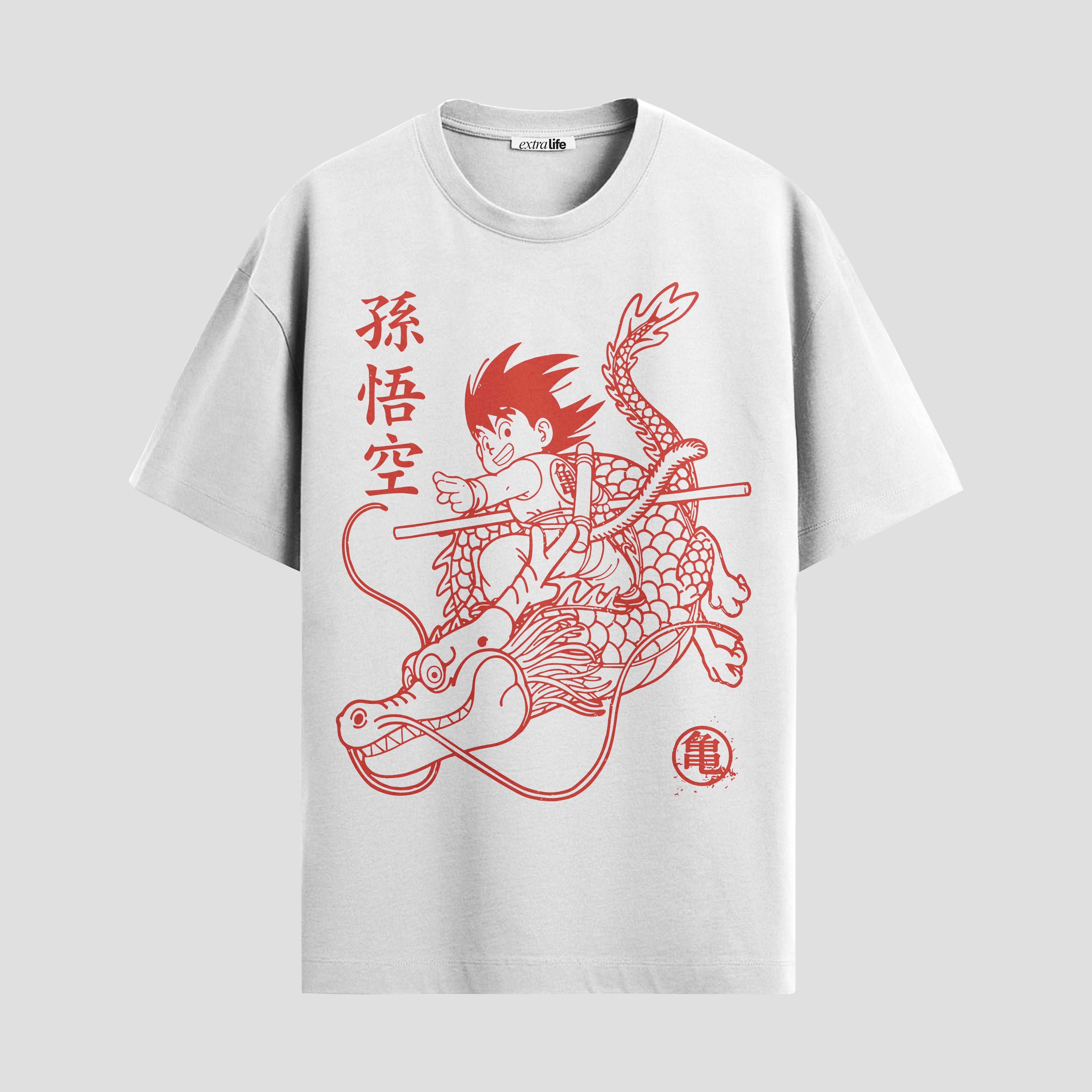 Playera urbana de anime y gaming ExtraLife MX, corte Standard Fit unisex ligero y transpirable en color Deep Black y Pure White, ropa de uso diario para gym y casual.