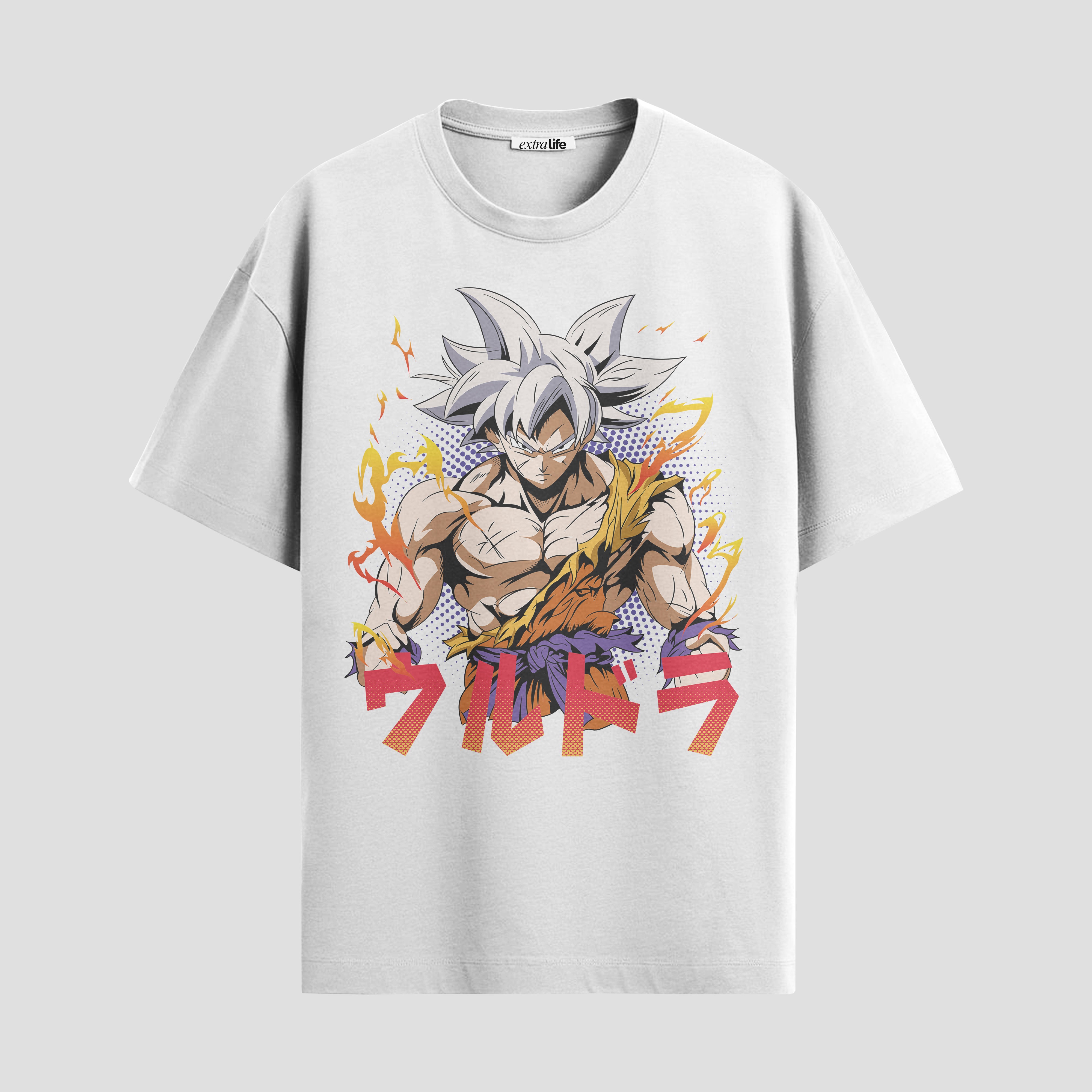 Playera urbana de anime y gaming ExtraLife MX, corte Standard Fit unisex ligero y transpirable en color Deep Black y Pure White, ropa de uso diario para gym y casual.