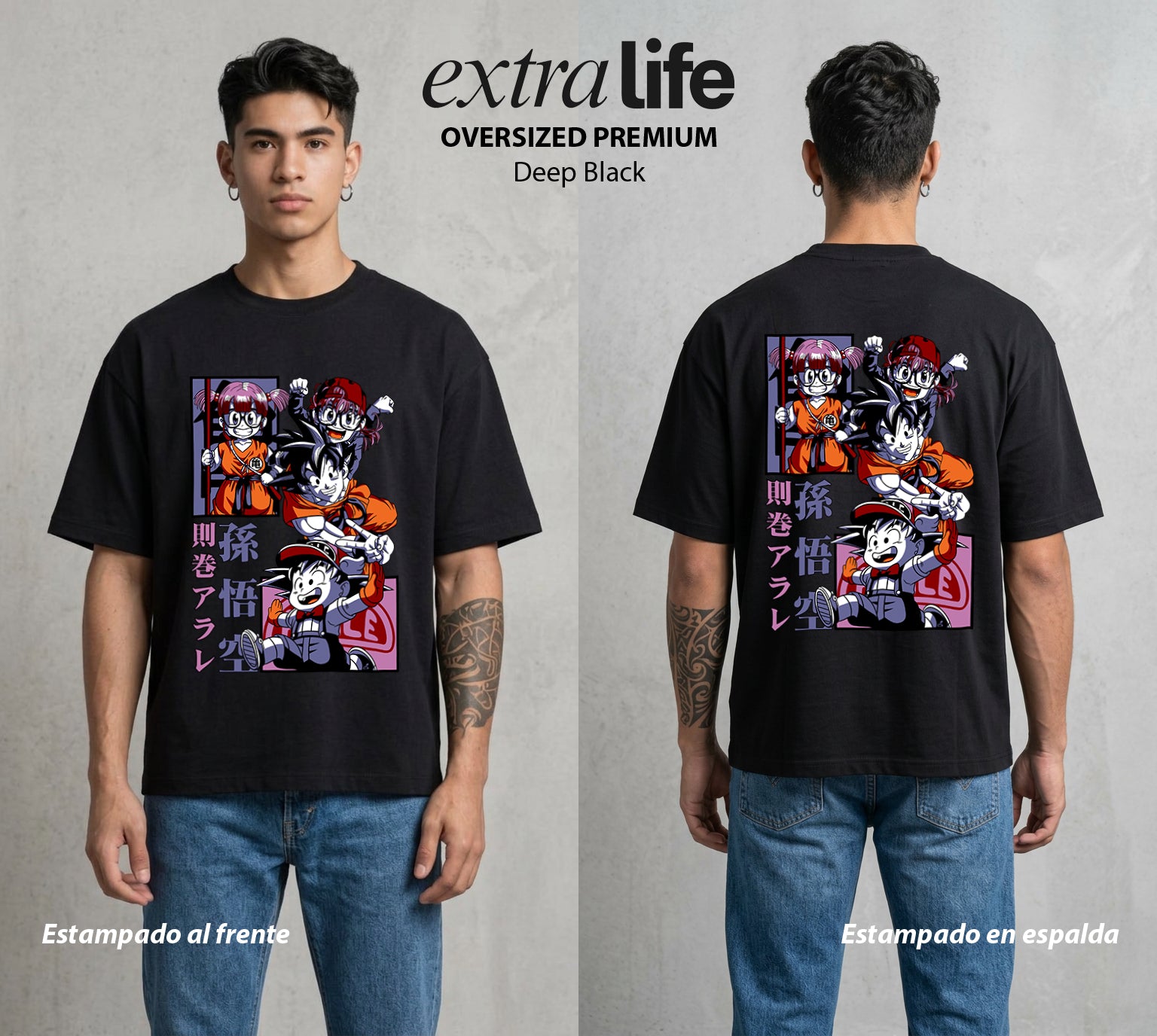 El Poder de las Esferas | La Robotita Traviesa #00804 - Playera Oversized Premium | Deep Black - Foto en modelo