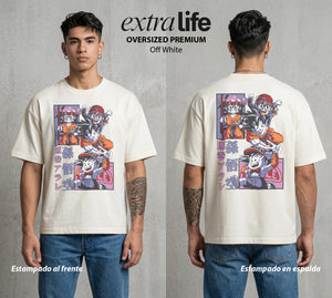 El Poder de las Esferas | La Robotita Traviesa #00804 - Playera Oversized Premium | Off White - Foto en modelo