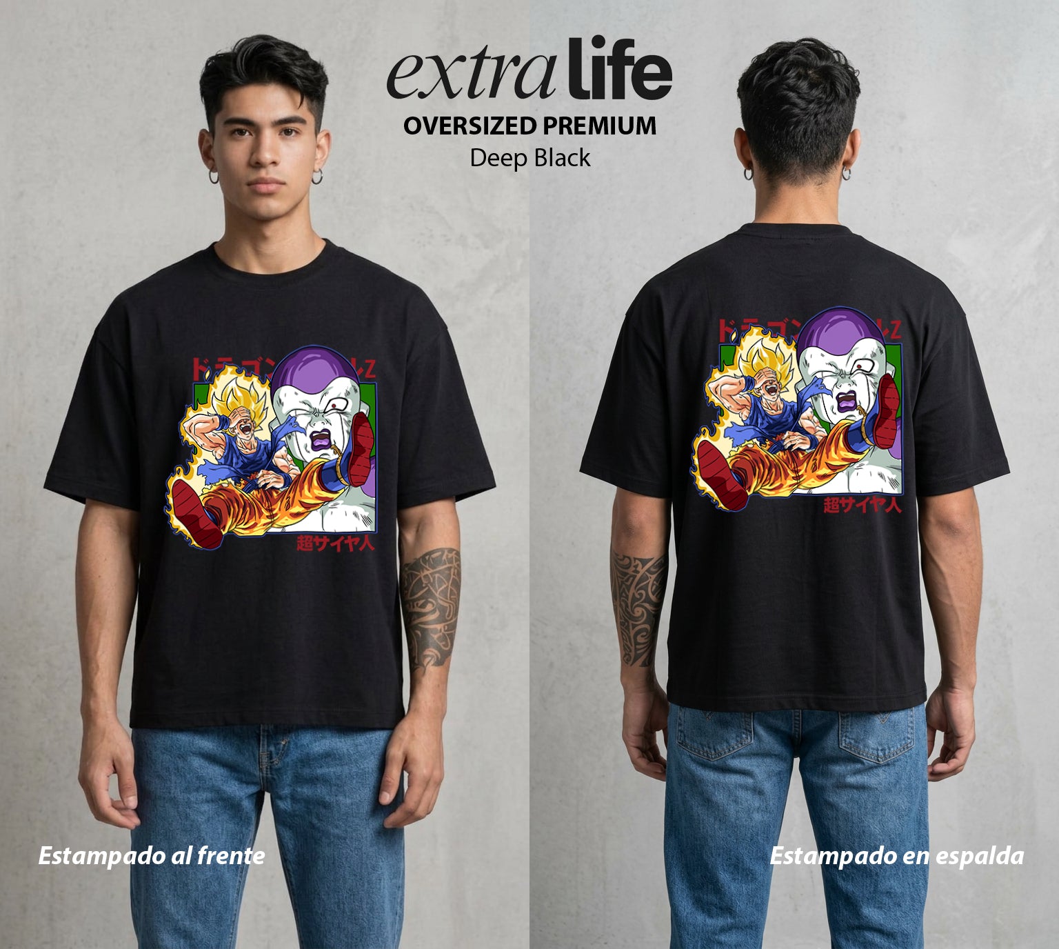 El Poder de las Esferas | El Frio del Espacio #00807 - Playera Oversized Premium | Deep Black - Foto en modelo