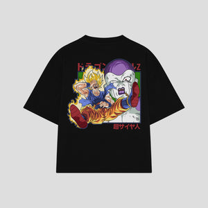 Playera streetwear premium de anime y gaming ExtraLife MX, corte oversized drop shoulder ligero y fresco en color Deep Black y Off-White, moda urbana mexicana de culto.