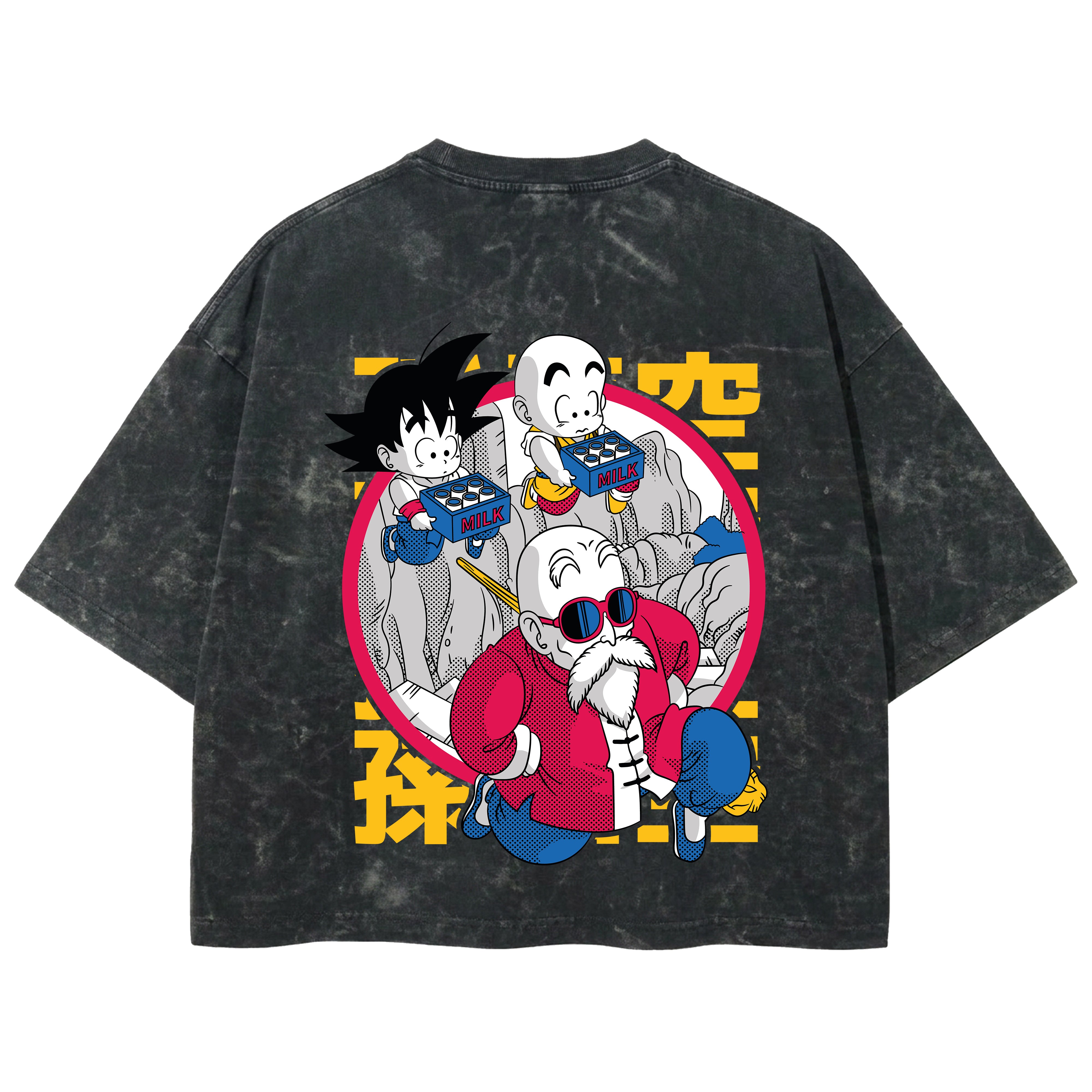 Playera streetwear premium de anime y gaming ExtraLife MX, corte boxy deluxe mineral wash heavyweight en color Acid Wash, moda urbana mexicana de culto.