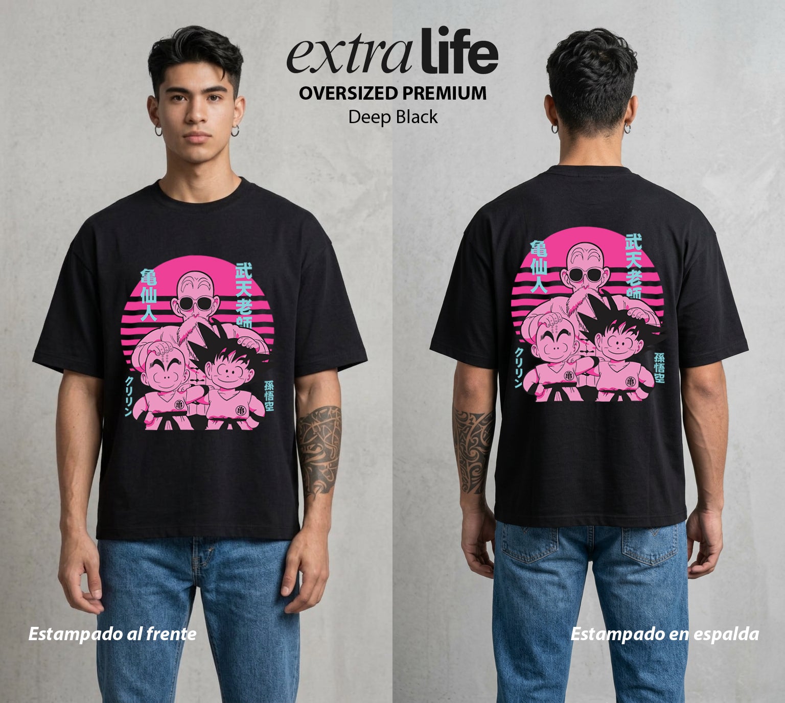 El Poder de las Esferas | El Ermitaño Tortuga #00812 - Playera Oversized Premium | Deep Black - Foto en modelo