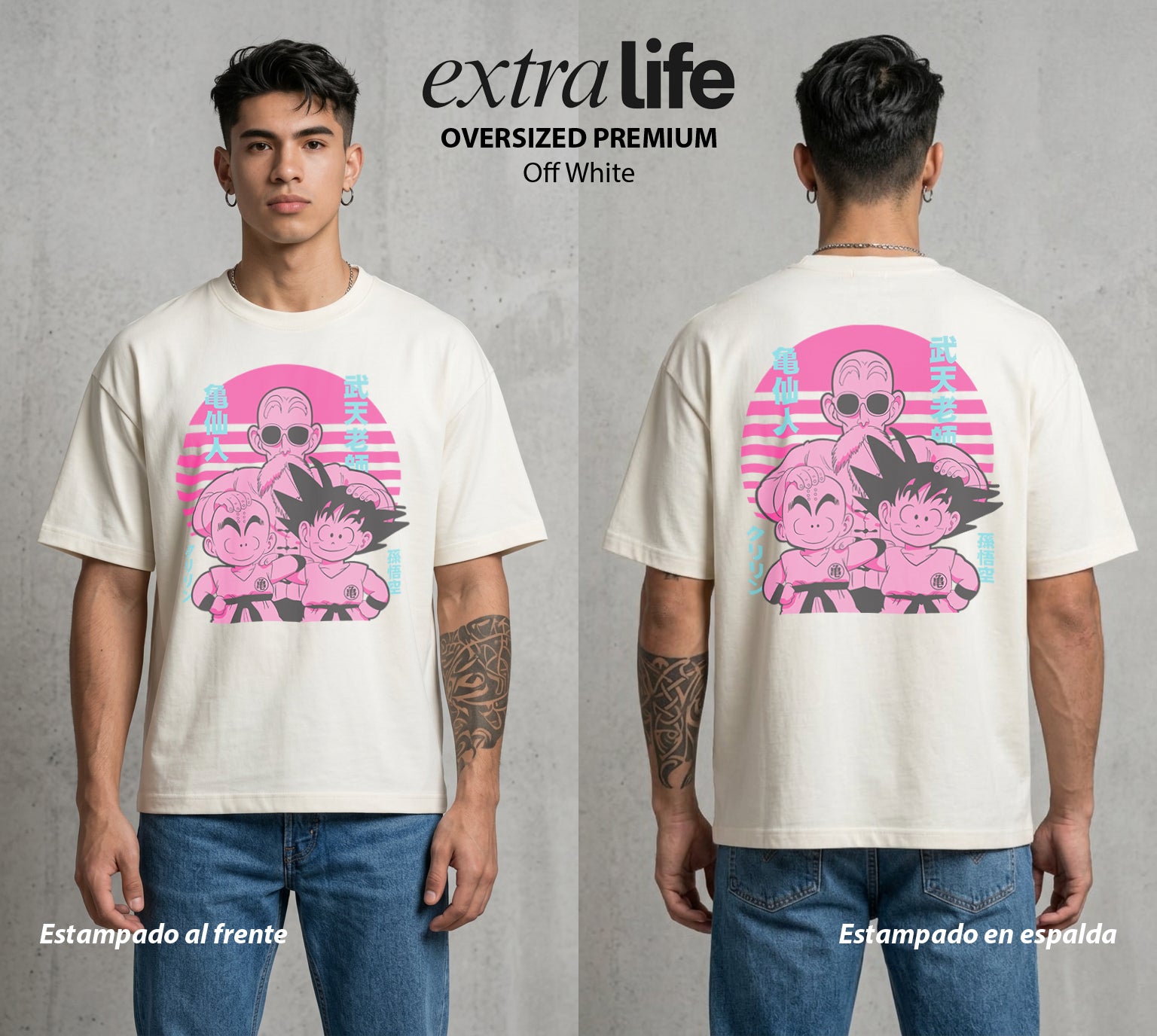 El Poder de las Esferas | El Ermitaño Tortuga #00812 - Playera Oversized Premium | Off White - Foto en modelo
