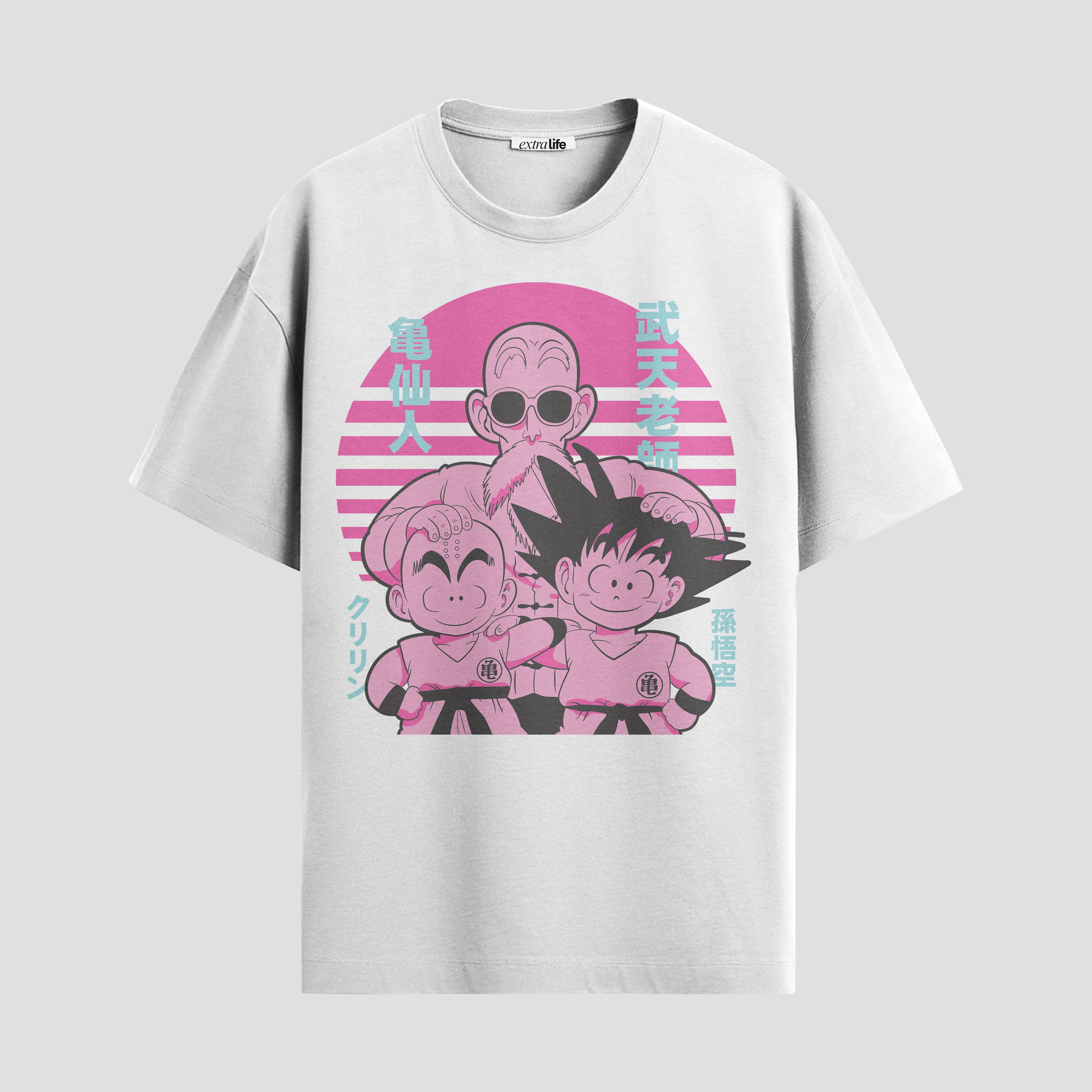 Playera urbana de anime y gaming ExtraLife MX, corte Standard Fit unisex ligero y transpirable en color Deep Black y Pure White, ropa de uso diario para gym y casual.
