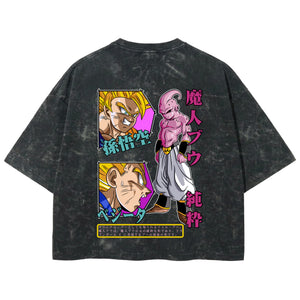 Playera streetwear premium de anime y gaming ExtraLife MX, corte boxy deluxe mineral wash heavyweight en color Acid Wash, moda urbana mexicana de culto.