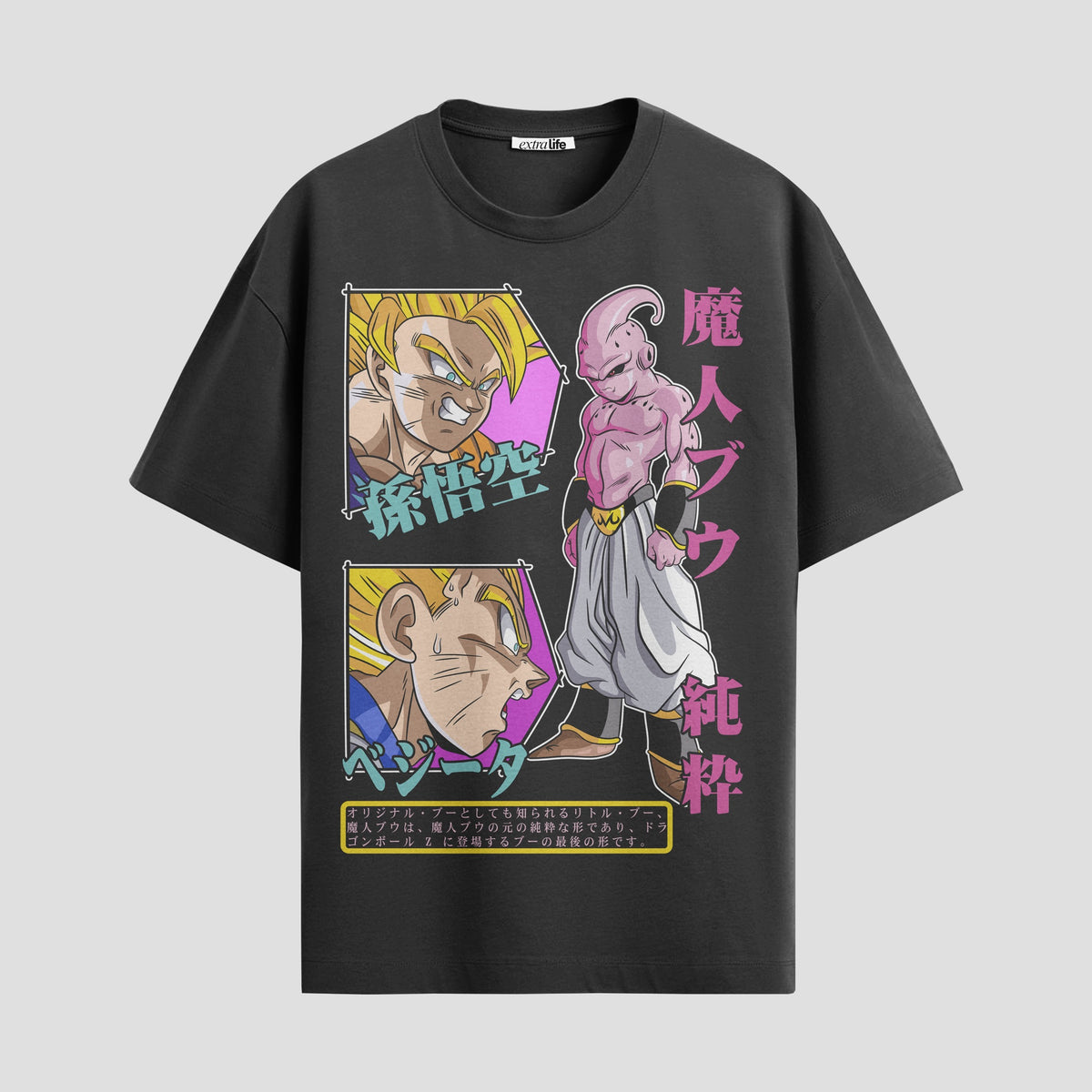 Playera urbana de anime y gaming ExtraLife MX, corte Classic Premium unisex ligero y transpirable en color Deep Black y Pure White, ropa de uso diario para gym y casual.
