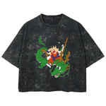 Playera streetwear premium de anime y gaming ExtraLife MX, corte boxy deluxe mineral wash heavyweight en color Acid Wash, moda urbana mexicana de culto.