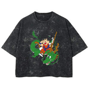 Playera streetwear premium de anime y gaming ExtraLife MX, corte boxy deluxe mineral wash heavyweight en color Acid Wash, moda urbana mexicana de culto.