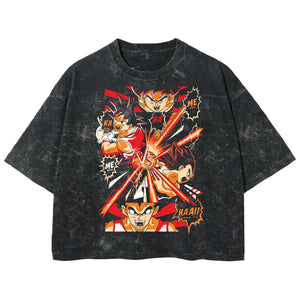 Playera streetwear premium de anime y gaming ExtraLife MX, corte boxy deluxe mineral wash heavyweight en color Acid Wash, moda urbana mexicana de culto.