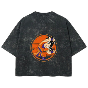 Playera streetwear premium de anime y gaming ExtraLife MX, corte boxy deluxe mineral wash heavyweight en color Acid Wash, moda urbana mexicana de culto.