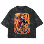 Playera streetwear premium de anime y gaming ExtraLife MX, corte boxy deluxe mineral wash heavyweight en color Acid Wash, moda urbana mexicana de culto.