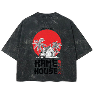 Playera streetwear premium de anime y gaming ExtraLife MX, corte boxy deluxe mineral wash heavyweight en color Acid Wash, moda urbana mexicana de culto.