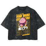 Playera streetwear premium de anime y gaming ExtraLife MX, corte boxy deluxe mineral wash heavyweight en color Acid Wash, moda urbana mexicana de culto.