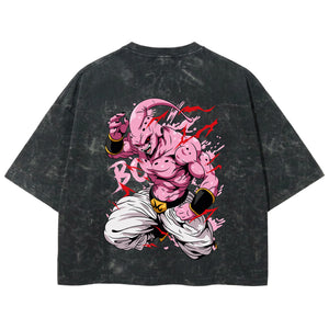 Playera streetwear premium de anime y gaming ExtraLife MX, corte boxy deluxe mineral wash heavyweight en color Acid Wash, moda urbana mexicana de culto.