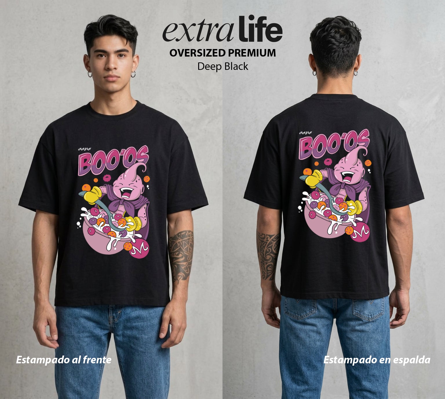 El Poder de las Esferas | Goma y Destruccion #00843 - Playera Oversized Premium | Deep Black - Foto en modelo