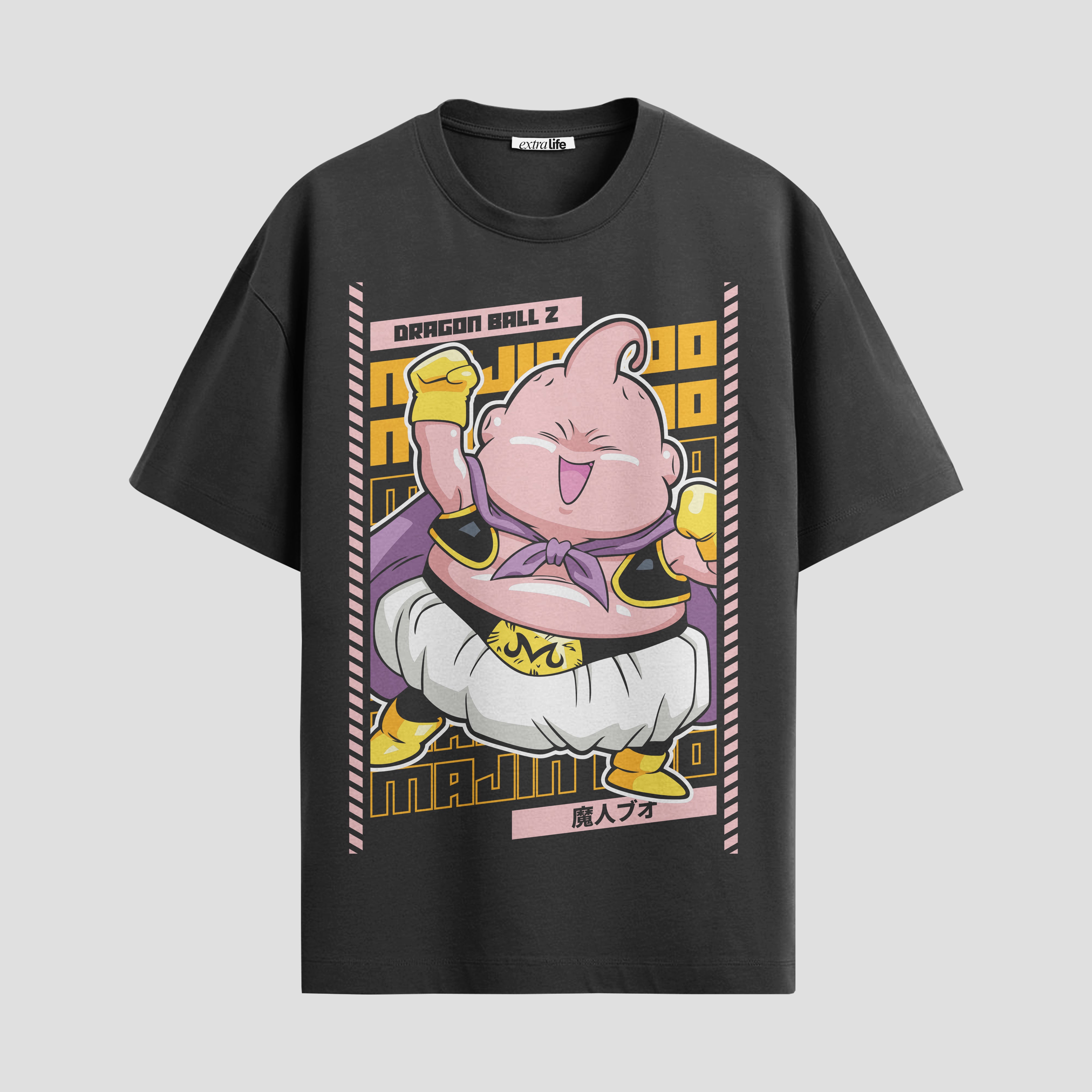 Playera urbana de anime y gaming ExtraLife MX, corte Standard Fit unisex ligero y transpirable en color Deep Black y Pure White, ropa de uso diario para gym y casual.