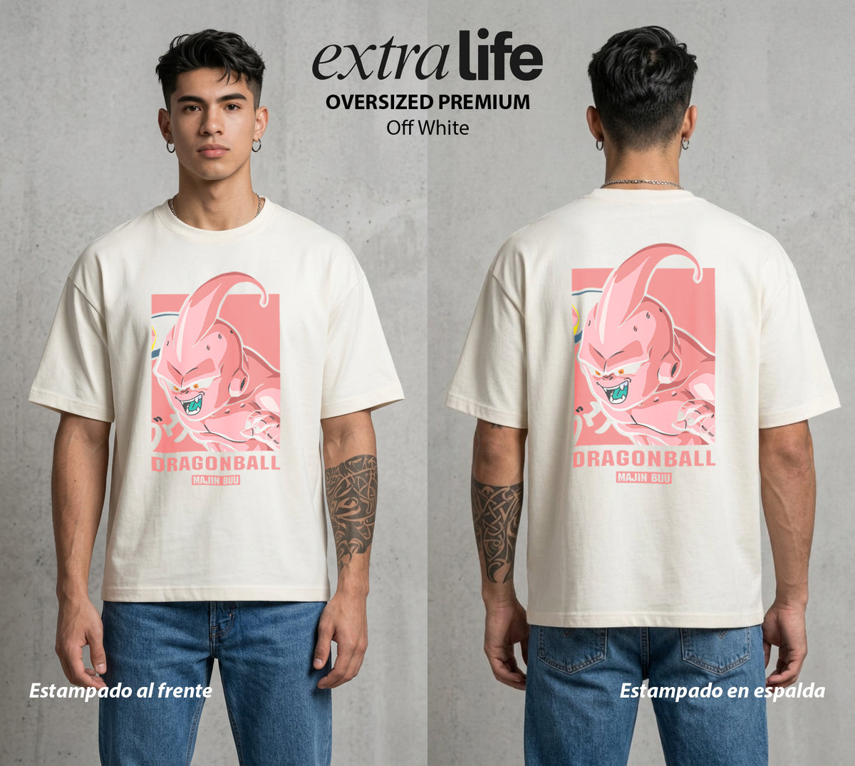 El Poder de las Esferas | El Terror Rosa #00846 - Playera Oversized Premium | Off White - Foto en modelo