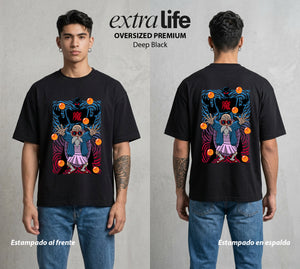 El Poder de las Esferas | El Ermitaño Tortuga #00852 - Playera Oversized Premium | Deep Black - Foto en modelo